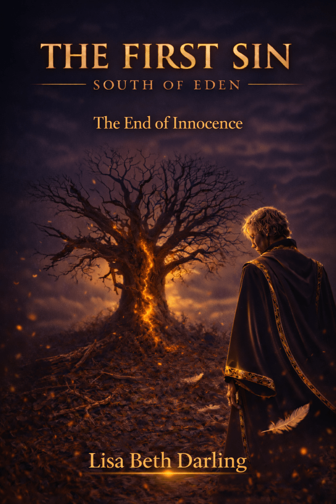 the first sin lucifer stands before a dying tree in eden