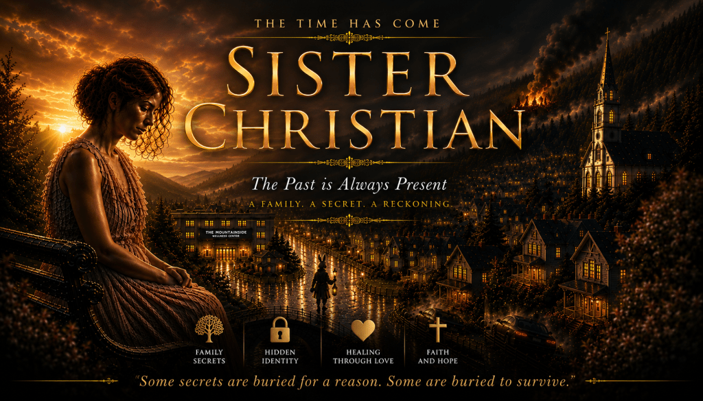 sister christian series banner Hannah sits alone outside the town of Willington, VT